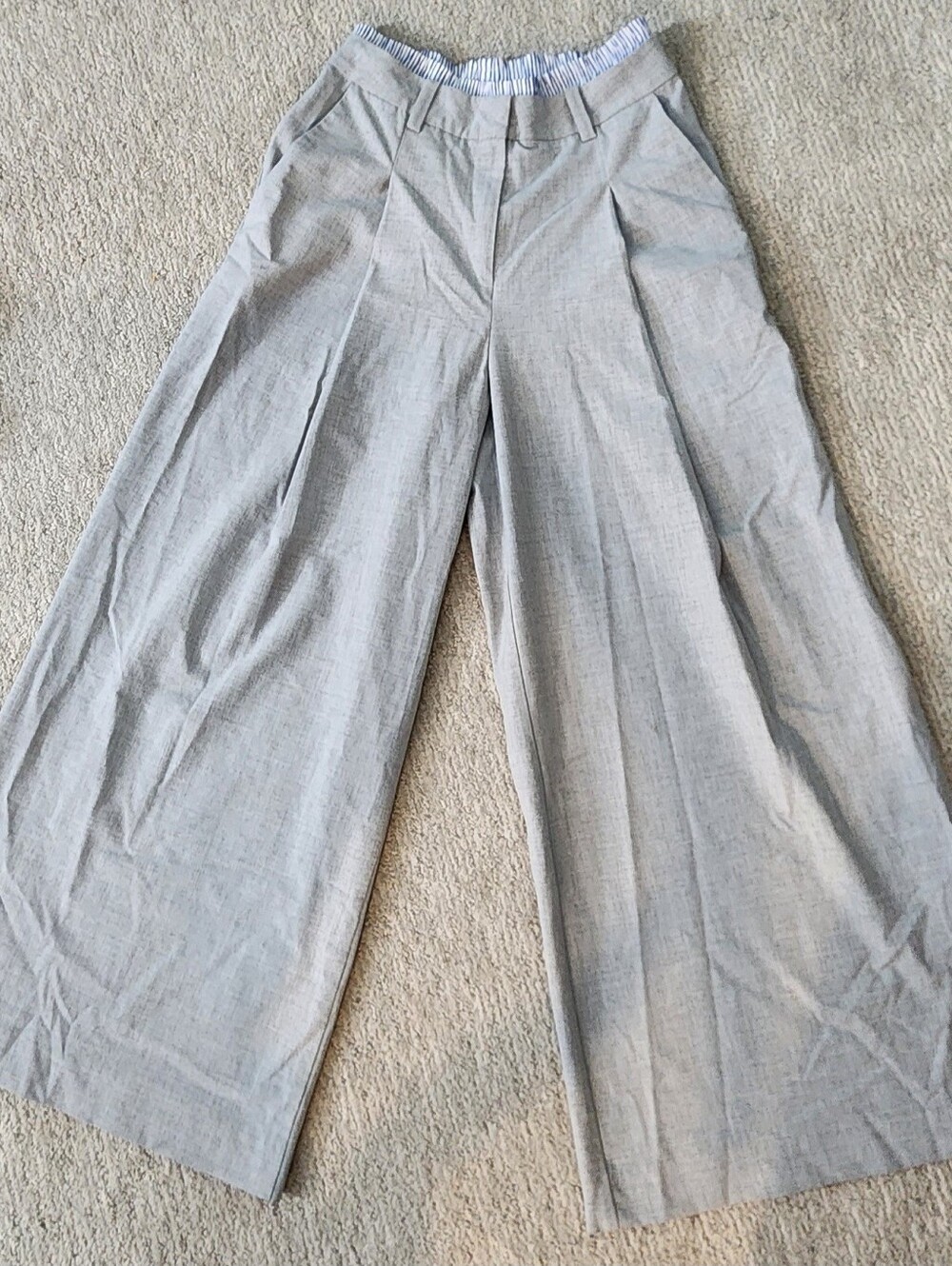 Maeve Anthropologie Women's Wide Leg Trouser Pants XXS Gray Boxer Waist Pull-On